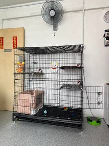 三层带轮猫笼  Three-tier cat cage with wheels