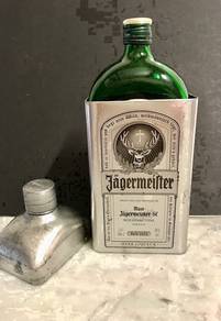 EMPTY Jagermeister Bottle and Metal Case