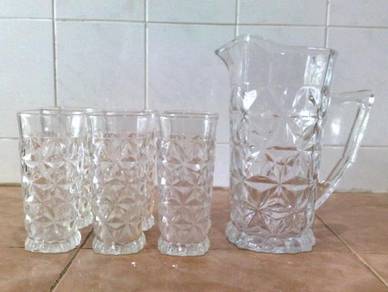 Jag rare antique pressed glass pitcher jug cup