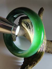 57.90mm Icy Ice Bluish Green Jadeite Jade Bangle