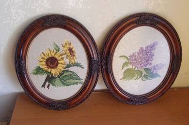 Vintage Cross-Stitch (Dark Brown) PAIR