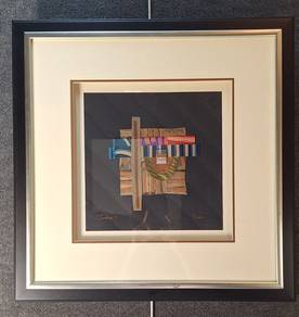 Framed Indigo I-Abstract Mixed Media by Joy Broe