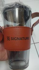 Signature Water Tumbler with Leather Cup Holder