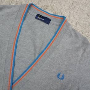 Fred Perry Deep V-Neck Grey Cardigen