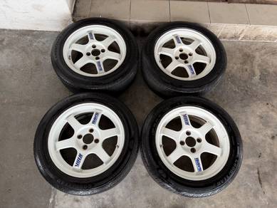 Rim te37 putih cutting japan 15 inch myvi vios