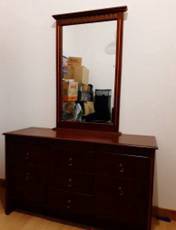 dressing table with tall mirror