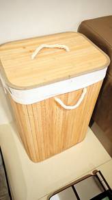 bamboo laundry basket with lid