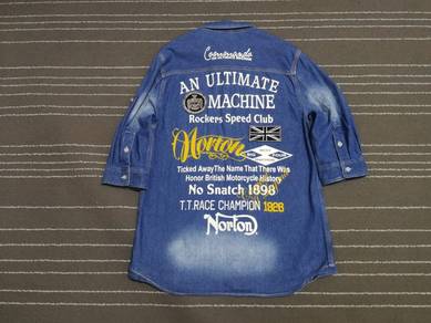 Norton Motorcycle denim button up L