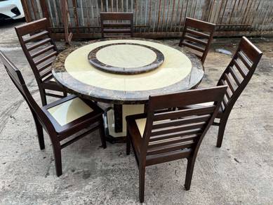 [Set] Marble Meja Makan Dining Table + 6 Chairs