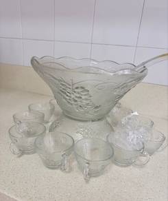 Glass Fruit Punch Bowl Set