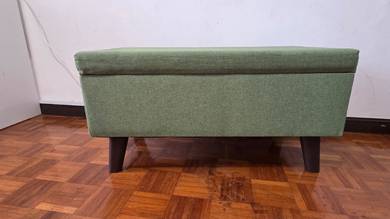 Green Fabric Storage Ottoman Footrest
