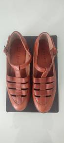 OFFICE UK Vintage Leather T-Bar Caged Sandals
