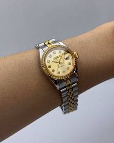 Custom Seiko Mod 26mm 2-Tone Silver Gold Diamond