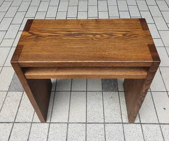 Rare Stool side table bench solid oak wood rustic