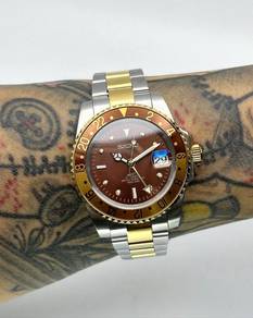 Custom Seiko Mod 40mm 2-Tone Gold Chocolate Nipple