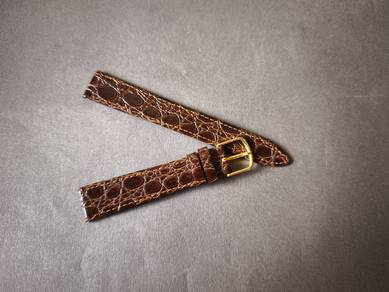 Vintage Crocodile Style Brown Leather Watch Strap