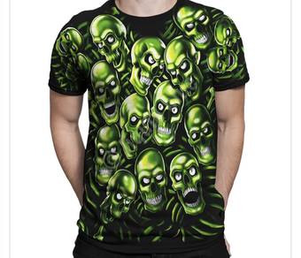 Skull Pile Green Black T-Shirt 