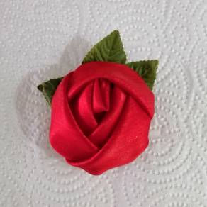 Handmade Silk Red Rose Brooch