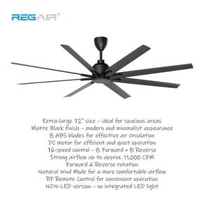 REGAIR Titanium-72 72" Ceiling Fan – Matte Black |