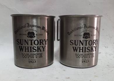 Set of 2 SUNTORY WHISKEY WHITE Stainless Steel Mug