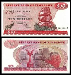 Zimbabwe $10 Dollars 1983  Pick P3d  -   unc