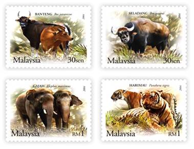 Mint Stamp Wildlife in Malaysia Forest 2004