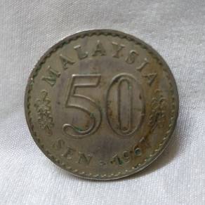 Malaysia 1967 Parliment house 50 sen coin