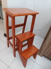 Solid wood step ladder and stool