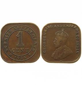 Straits Settlements KGV 1926 1 cent coin