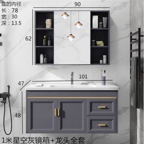 100cm Blue Biru Toilet Cabinet with Mirror