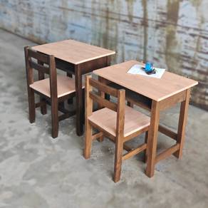 Set Meja Sekolah Kayu, Meja Pelajar Kayu, Student