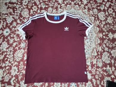 Adidas 3 Stripes Burgundy Tshirt
