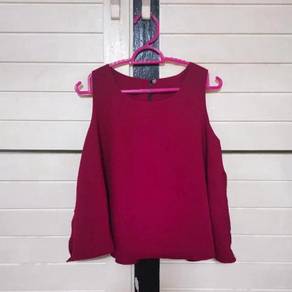Fushcia pink sleeveless top office OL