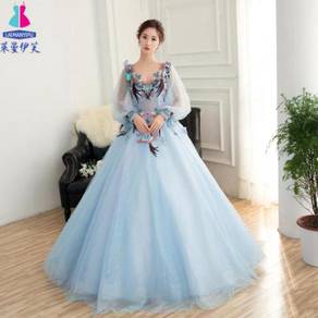 Blue long sleeve Wedding bridal prom dress RB0226