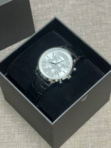 Genuine EA Leather Strap Chrono Watch