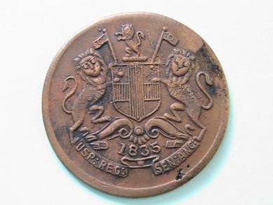 East India Company Half Anna 1835 (Kod : A4281)