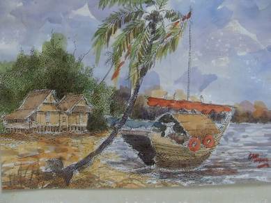 Ink Watercolour Sketch - Seaside Village