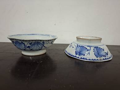 Pair of Vintage Blue & White Bowls