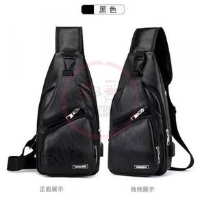 SC363 Men Leather Chest Crossbody Shoulder messeng