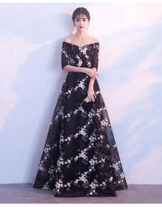 Black off shoulder wedding dress gown RBP0608