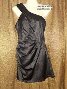 One Shoulder Black Mini Dress (Size S)