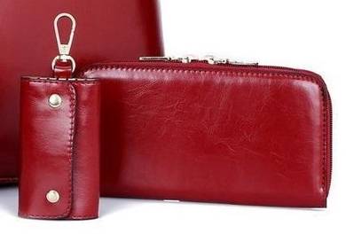 M[2-in-1] RED CLUTCH BAG PURSE KEY CASE HOLDER