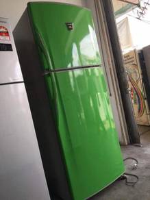 Green Big Sharp Fridge Refrigerator Peti Sejuk Ais