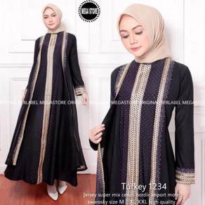 1234 Jubah Abaya Umrah Haji gold black