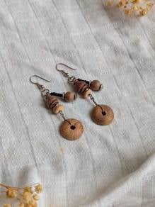 Wooden Bead Chunky Earrings, Lightweight Earrings,