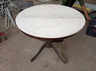 3FT Round Marble Wooden Leg Table TF366