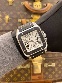 Cartier Santos 100 XL Black Rubber REF2656 White