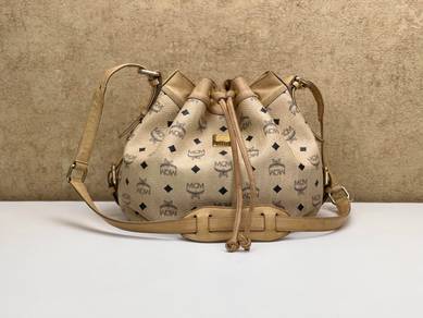 MCM Visetos Drawstring Bucket Bag