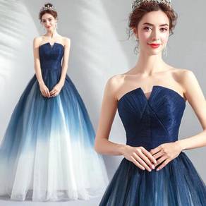Blue white ombre wedding bridal prom gown RB1013