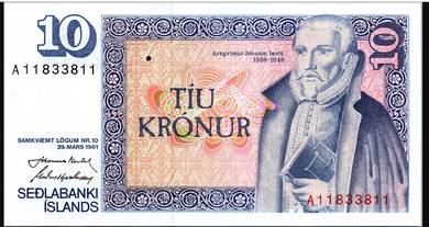 Iceland 10 kronur L1961 (1981) - Pick P48  unc